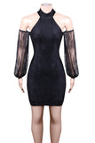 Elegant Black Strapless Long Sleeve Short Homecoming Dresses