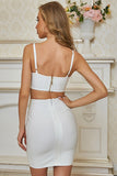 Two Pieces Spaghetti Straps Sheath Homecoming Dresses