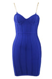 Sexy Blue Chain Straps Sleeveless Sheath Homecoming Dresses