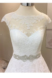 A Line Vintage Cap Sleeves Beaded Sashes Lace Wedding Dresses Long Bridal Dresses N831
