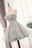 Cute Strapless Short Lace Up Beading Homecoming Dresses Sweet 16 Dresses B0002