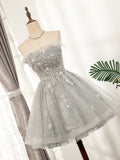 Cute Strapless Short Lace Up Beading Homecoming Dresses Sweet 16 Dresses B0002