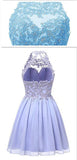 Halter Sleeveless Chiffon Homecoming Dresses with Bead