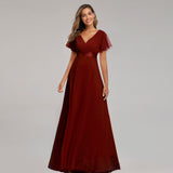 V-Neck A Line Chiffon Long Prom Dress Summer Dress