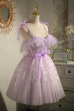Purple Sleeveless Lace Up Princess Short Homecoming Dresses