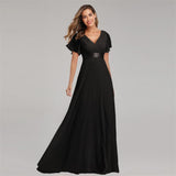 V-Neck A Line Chiffon Long Prom Dress Summer Dress