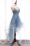 Spaghetti Straps High Low Tulle Appliques Homecoming Dresses N2143