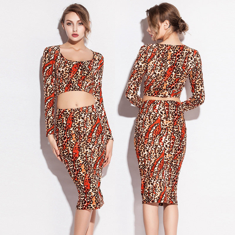 Slim Fit Leopard Print Stretch Cotton Women Tight Dresses
