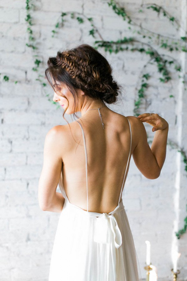 Ivory Backless Deep V-Neck Straps Sweep Train Beach Wedding Dresses