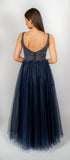 Pretty Beading Blue V-neck Floor Length Long Prom Dresses For Teens Y0195