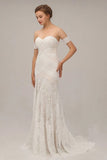 Chic Ivory Lace Mermaid Beach Wedding Dresses Sweetheart Rustic Boho Bridal Dresses N2022