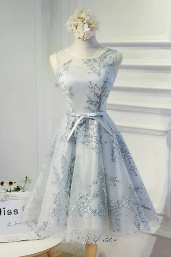 Cute A Line Sleeveless Appliqued Homecoming Dresses