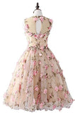 Cute Knee Length Sleeveless Lace Homecoming Dresses with Flowers Short Prom Dresses N1967