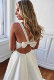 Charming Straps Bow Sleeveless A Line Bridal Dresses Bow Back Wedding Dresses N1994