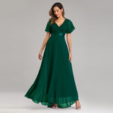 V-Neck A Line Chiffon Long Prom Dress Summer Dress