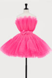 Cute Strapless Tulle Short Homecoming Dresses