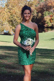 Sexy One Shoulder Sequins Short Homecoming Dresses