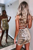 Sexy Sparkly Sequins Spaghetti Strap Homecoming Dresses
