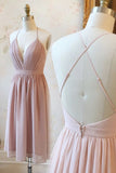 Spaghetti Straps Chiffon Mid length Homecoming Dresses