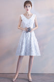 A Line Elegant White V-Neck Party Dress Short Homecoming Dress