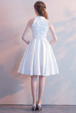 Elegant Halterneck White Sleeveless Short Homecoming Dress