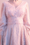 Cute Pink 3/4 Sleeves Zipper Back Short Princess Homecoming Dress