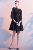 Elegant Round Neck Long Sleeves A Line Short Homecoming Dress
