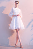 Elegant Round Neck Long Sleeves A Line Short Homecoming Dress