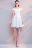 Fashion Off The Shoulder Feather Tassel Short Homecoming Dress