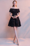 Elegant Black Off The Shoulder Short Homecoming Dress