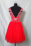 Newest Red Tulle Short Prom Dresses Homecoming Dresses