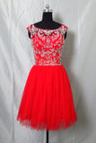 Newest Red Tulle Short Prom Dresses Homecoming Dresses