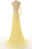 Daffodil One Sleeve Lace Appliques Chiffon Long Prom Dresses