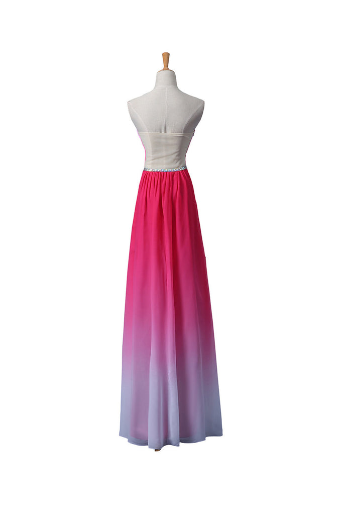 Gradient Ombre Chiffon Long Beaded Prom Dresses