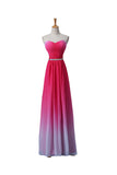 Gradient Ombre Chiffon Long Beaded Prom Dresses
