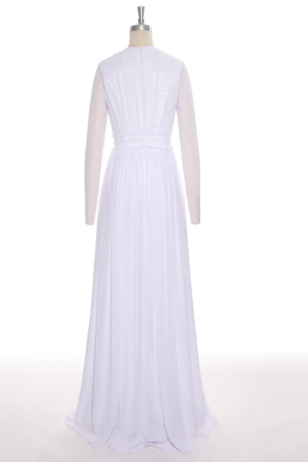 Elegant Ivory Chiffon Deep V-Neck Long Wedding Dresses