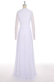 Elegant Ivory Chiffon Deep V-Neck Long Wedding Dresses