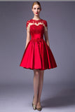 Cap Sleeves Beaded Red Lace Homecoming Cocktail Dresses