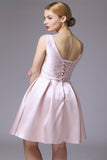 Satin Back Up Lace Backless Homecoming Dresses