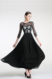Long Sleeve Black Lace Cap Sleeve Prom Party Dresses