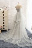 Sweatheart Lace Up Back Strapless Beaded Prom Dresses