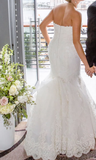 Elegant Mermaid Sweep Train Sleeveless Ivory Lace Wedding Dress N524