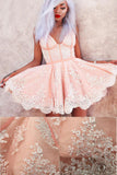 Sexy A-Line Spaghetti Straps Tulle Short Homecoming Dresses with Lace Appliques,Mini Dress,N298