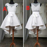Popular Sexy High Low Cap Sleeve Homecoming Dresses with Belt Short Prom Gown N275