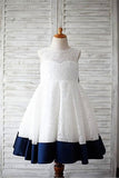A Line Sleeveless Floor Length Lace Flower Girl Dresses Cute Kid Dresses F084