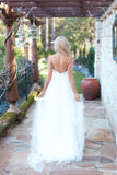 Hot Summer Boho Beach Wedding Dress,Cheap Long Tulle Spaghetti Straps Prom Dress,N739