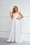 A Line Straps Long Prom Dress with Split Party Dress