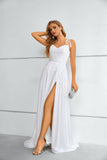 A Line Straps Long Prom Dress with Split Party Dress