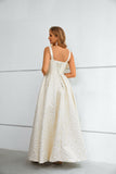 Simple A Line Elegant Straps Floor Length Prom Dress with Side Split