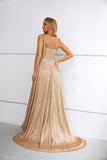 A Line Straps Long Prom Dress with Split Party Dress